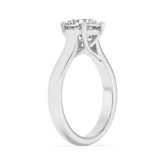 1Cttw Round Shaped Lab Grown Diamond (F/VS) PlainCathedral Trellis Shank Solitaire Engagement Ringin 14K Gold
