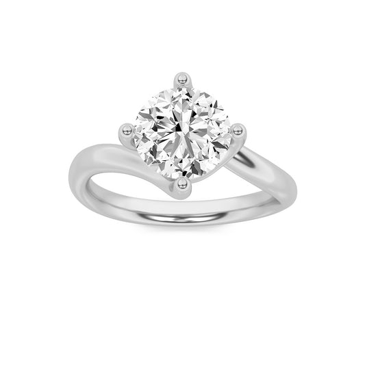 1Cttw Round Shaped Lab Grown Diamond (F/VS) Bypass Shank Engagement Ring in 14K Gold