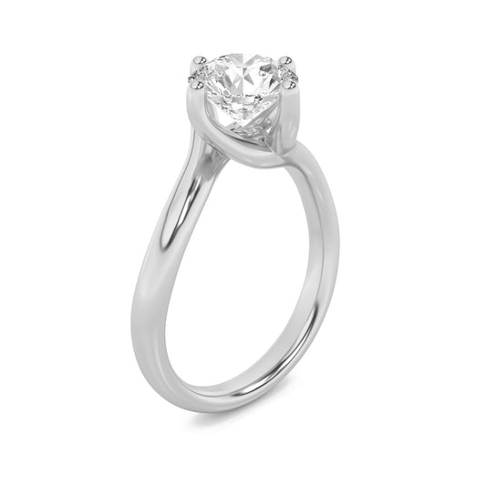 1Cttw Round Shaped Lab Grown Diamond (F/VS) Bypass Shank Engagement Ring in 14K Gold