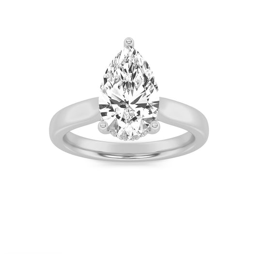 1Cttw Pear Shaped Lab Grown Diamond (F/VS) HiddenHalo Cathedral Shank Engagement Ring in 14K Gold