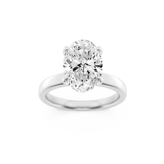 2Cttw Oval Shaped Lab Grown Diamond (F/VS) HiddenHalo Petite Shank Ring in 14K Gold