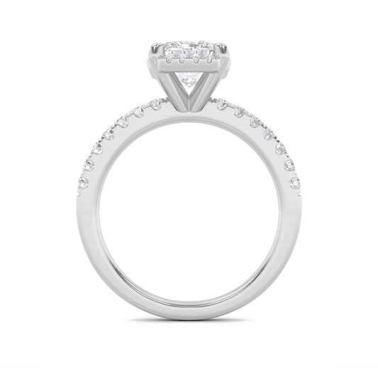 2Cttw Radiant Shaped Lab Grown Diamond (F/VS) Halo Accented Engagement Ring in 14K Gold