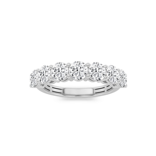 3Cttw Round Shaped Lab Grown Diamond (F/VS) SevenStone Band Ring in 14K Gold