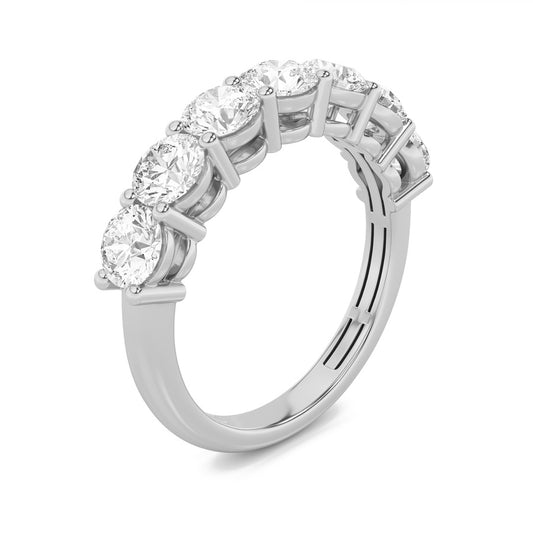 3Cttw Round Shaped Lab Grown Diamond (F/VS) SevenStone Band Ring in 14K Gold