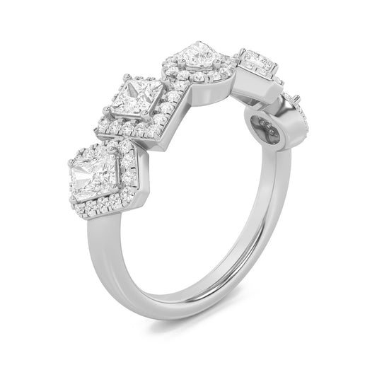1.5Cttw Mix Shaped Lab Grown Diamond (F/VS) Five Stone Ring in 14K Gold