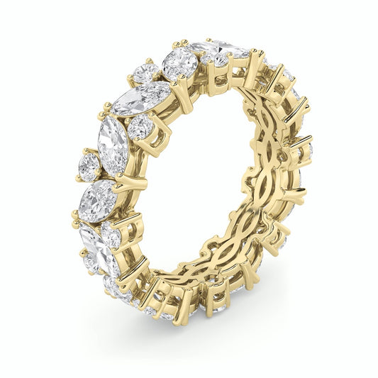 3Cttw Marquise Shaped Lab Grown Diamond (F/VVS) Eternity Band Ring in 14K Gold