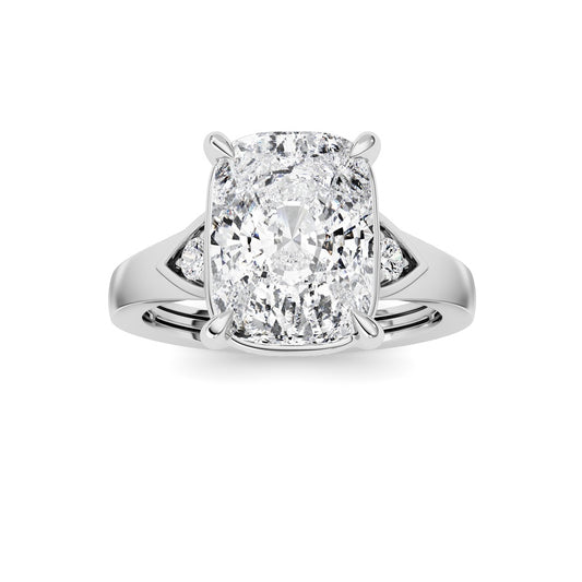 3.25CTW ELongated Cushion Lab Grown Diamond (F/VS )Ring in 14K Gold