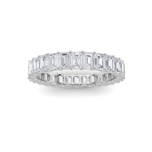 3.35Cttw Emerald Shaped Lab Grown Diamond Split Prong Eternity Ring in 14K Gold (F/VS)