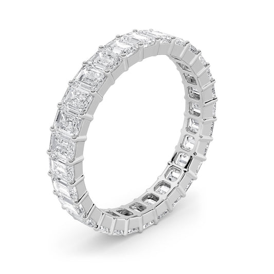 3.35Cttw Emerald Shaped Lab Grown Diamond Split Prong Eternity Ring in 14K Gold (F/VS)