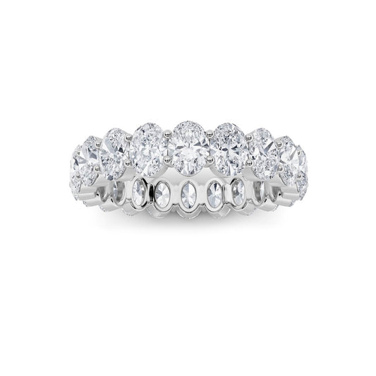 4Cttw Oval Shaped Lab Grown Diamond Split Prong Eternity Ring in 14K Gold (F/VS)