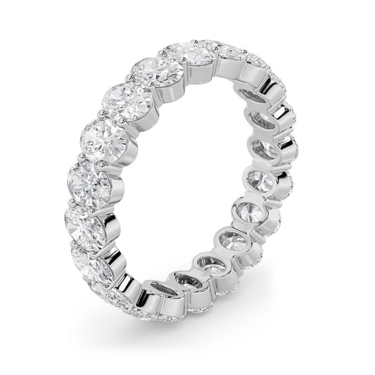 4Cttw Oval Shaped Lab Grown Diamond Split Prong Eternity Ring in 14K Gold (F/VS)