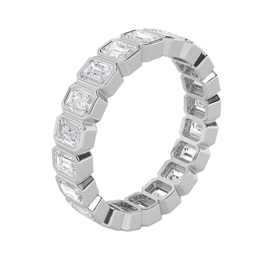 2.5CTW Emerald Shaped Lab Grown Diamond (F/VS) Eternity Band Ring in 14K Gold