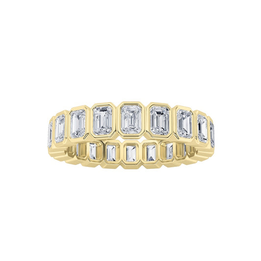 3.25CTW Emerald Shaped Lab Grown Diamond (F/VS) Eternity Band Ring in 14K Gold