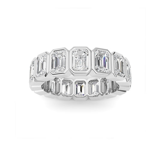3.2Cttw Emerald Shaped Lab Grown Diamond (F/VS) Eternity Band Ring in 14K Gold