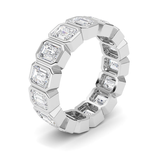 3.75Cttw Emerald Shaped Lab Grown Diamond (F/VS) Eternity Band Ring in 14K Gold
