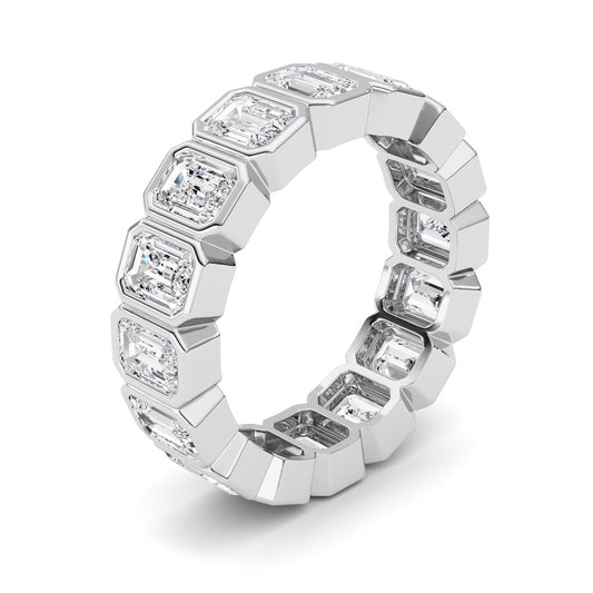 4Cttw Emerald Shaped Lab Grown Diamond (F/VS) Eternity Band Ring in 14K Gold