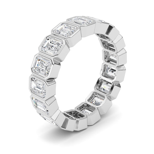 4.25Cttw Emerald Shaped Lab Grown Diamond (F/VS) Eternity Band Ring in 14K Gold