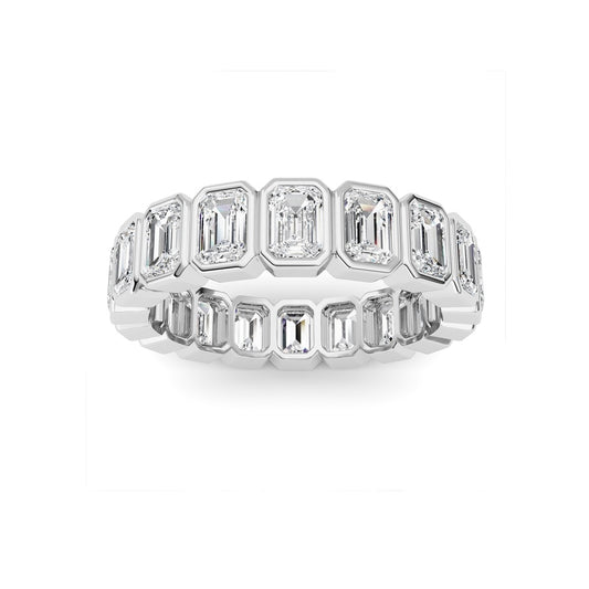 4.5Cttw Emerald Shaped Lab Grown Diamond (F/VS) Eternity Band Ring in 14K Gold