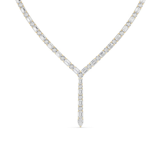 28CTW Mix Shaped Lab Grown Diamond Necklace in 14K Gold (F/VS)