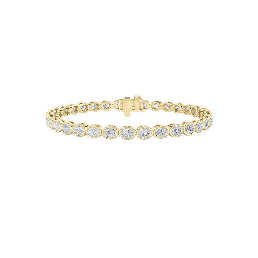 10Cttw Oval Shaped Lab Grown Diamond (F/VS) East West Bezel Set Bracelet in 14K Gold