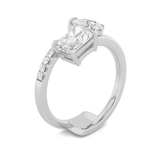 1.5Cttw Pear Shaped Lab Grown Diamond (F/VS) Toi et Moi Fashion Ring in 14K Gold