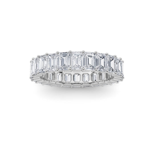 2.9Cttw Emerald Shaped Lab Grown Diamond Split Prong Eternity Ring in 14K Gold (F/VS)
