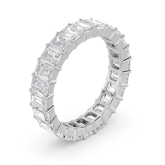 2.9Cttw Emerald Shaped Lab Grown Diamond Split Prong Eternity Ring in 14K Gold (F/VS)