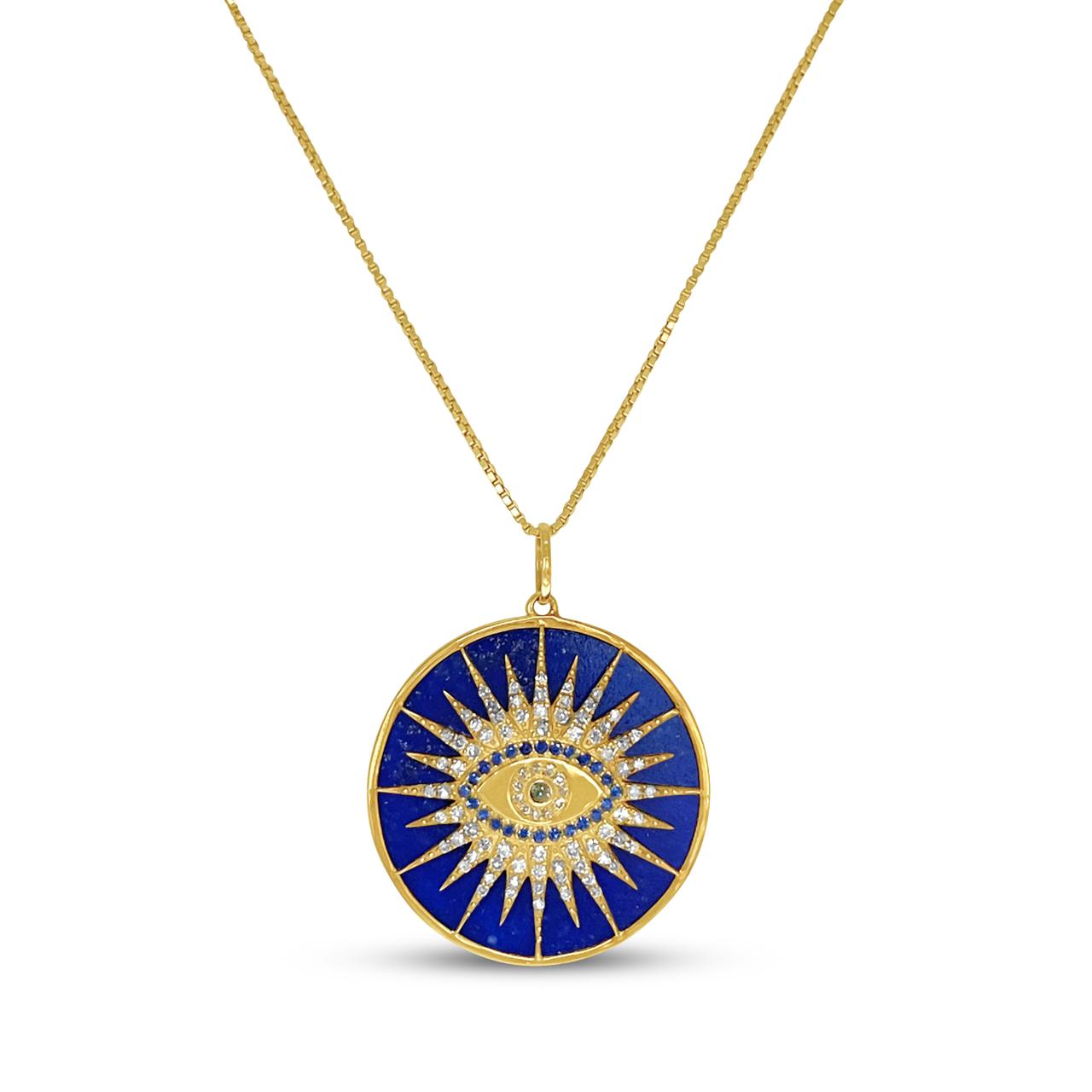 Blue Sapphire 14K Yellow Gold Pendant with 16" Yellow Gold Chain