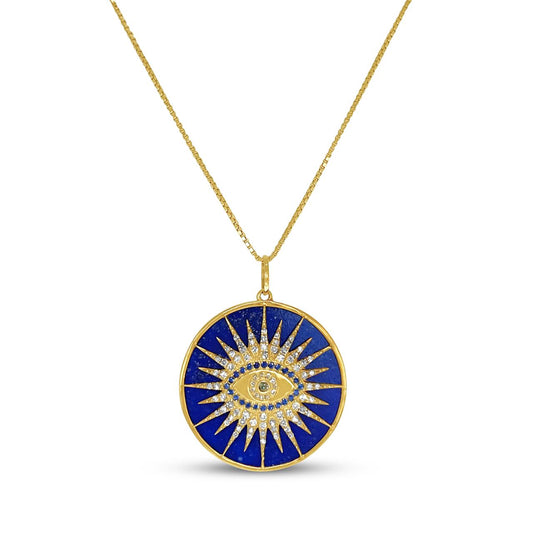 Blue Sapphire 14K Yellow Gold Pendant with 16" Yellow Gold Chain