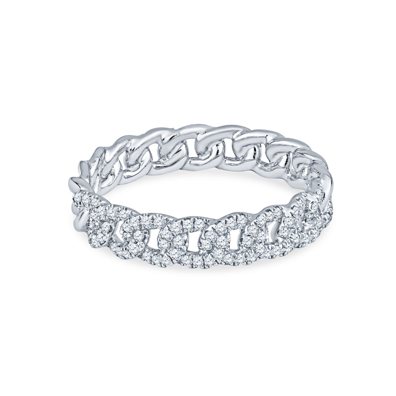 18K White Gold Chain Link Diamond Anniversary Band