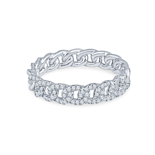 18K White Gold Chain Link Diamond Anniversary Band