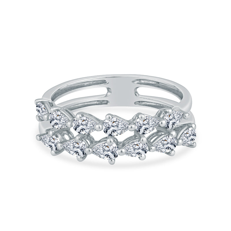 Radiant Allure Rose Gold Wedding Ring with Pear-Shaped Diamonds