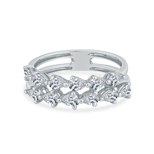 Radiant Allure Rose Gold Wedding Ring with Pear-Shaped Diamonds