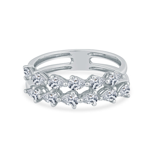 Radiant Allure Rose Gold Wedding Ring with Pear-Shaped Diamonds