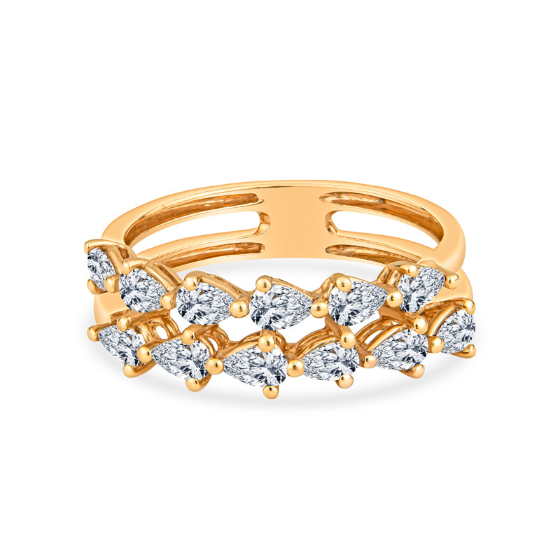 Radiant Allure Rose Gold Wedding Ring with Pear-Shaped Diamonds