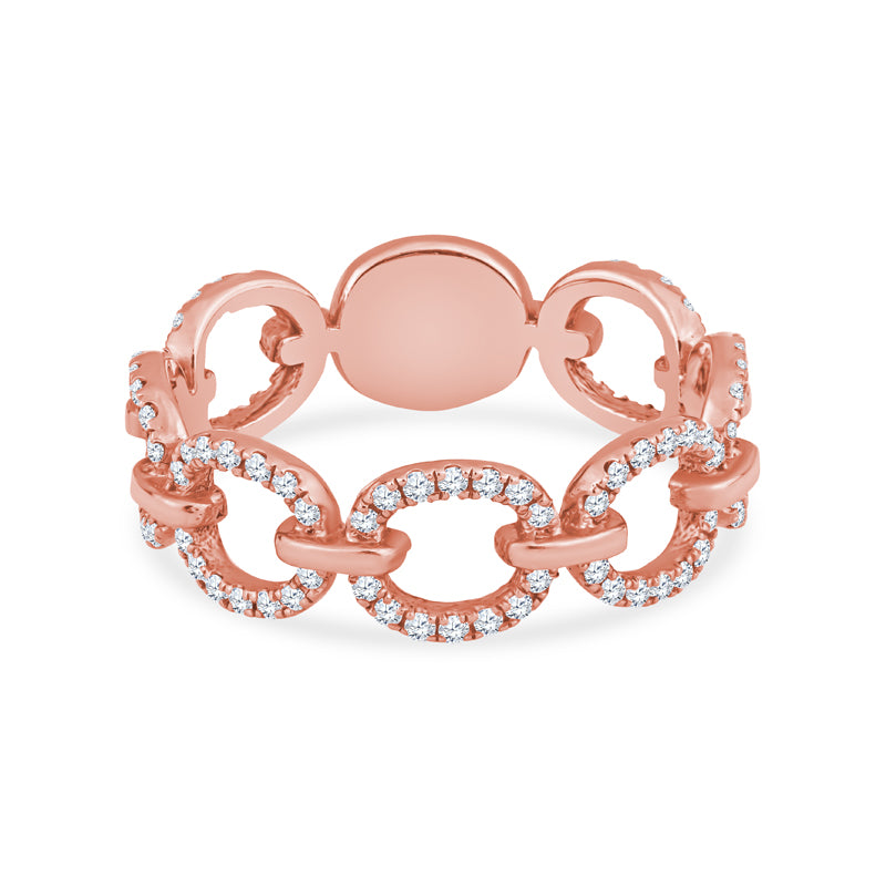 7-Circle Diamond Link 14K Rose Gold Wedding Band