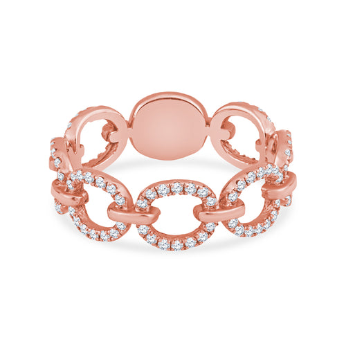 7-Circle Diamond Link 14K Rose Gold Wedding Band