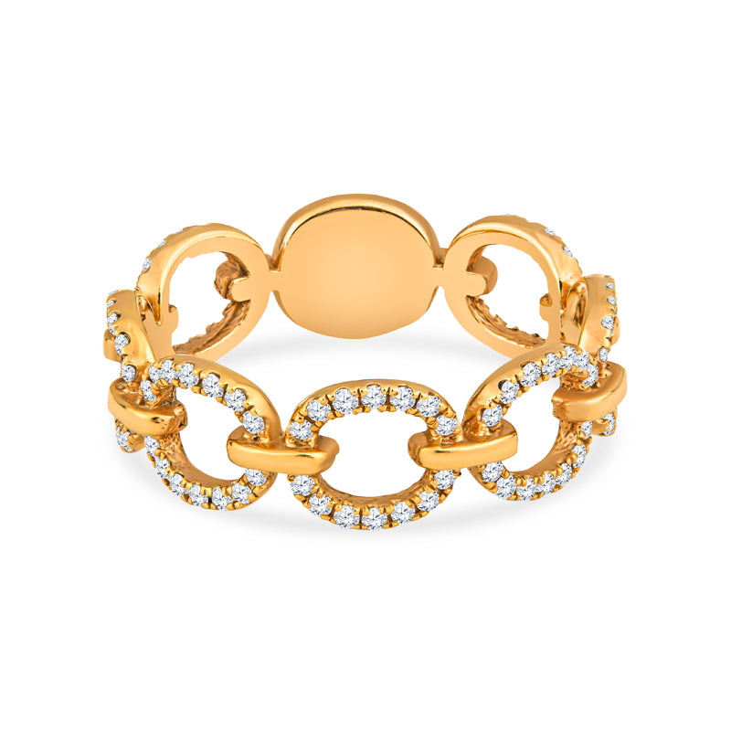 7-Circle Diamond Link 14K Rose Gold Wedding Band