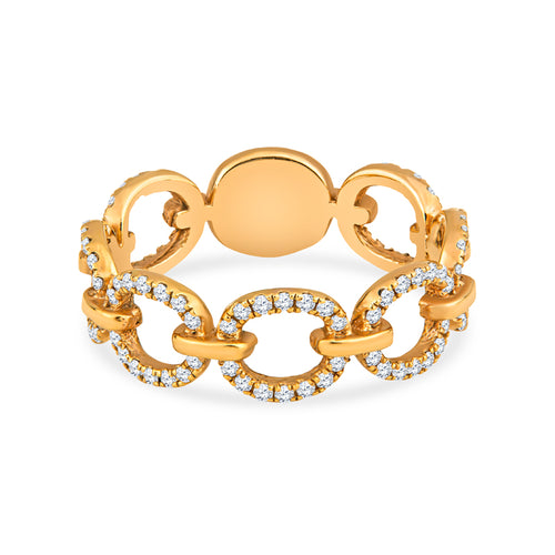 7-Circle Diamond Link 14K Rose Gold Wedding Band