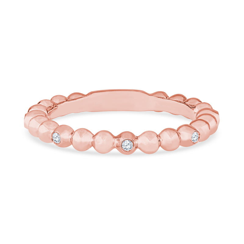 14K Rose Gold Beaded Ball Channel Set Diamond Wedding Band
