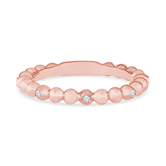 14K Rose Gold Beaded Ball Channel Set Diamond Wedding Band