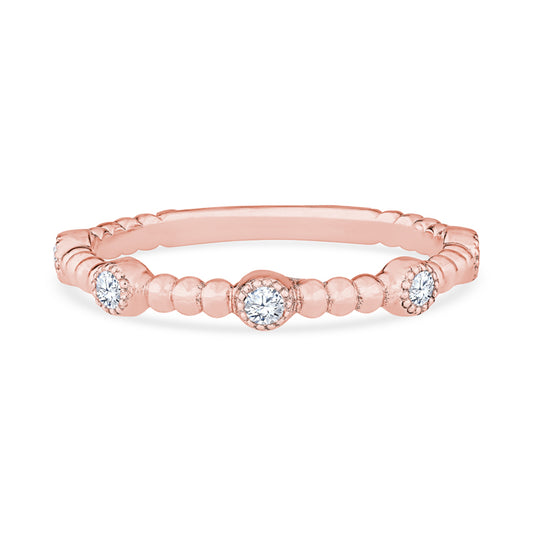 14K Rose Gold Beaded Ball Diamond Wedding Band