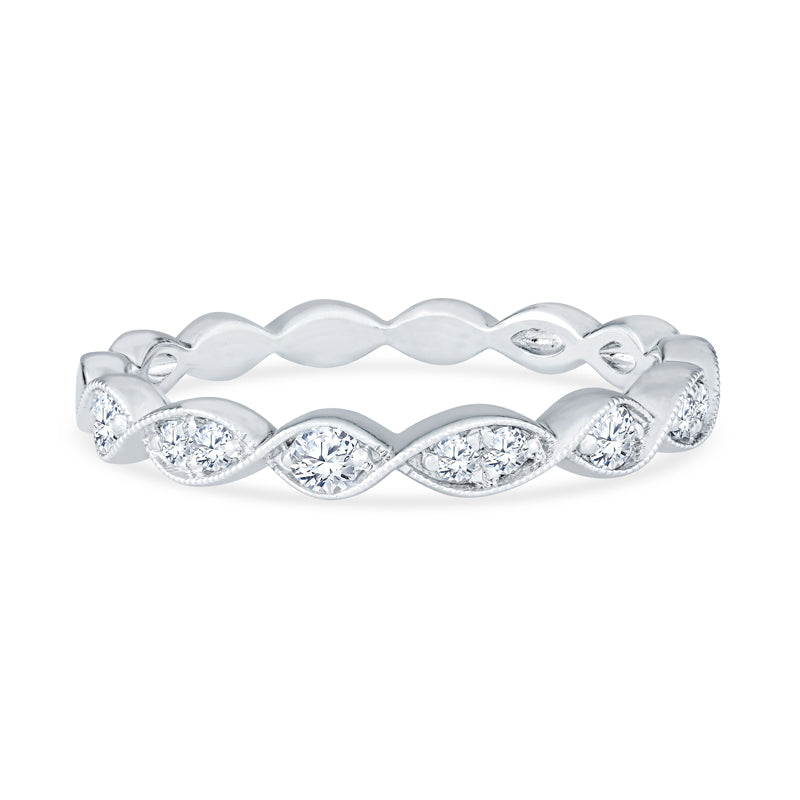 18K White Gold Infinity Swirl Diamond Anniversary Band