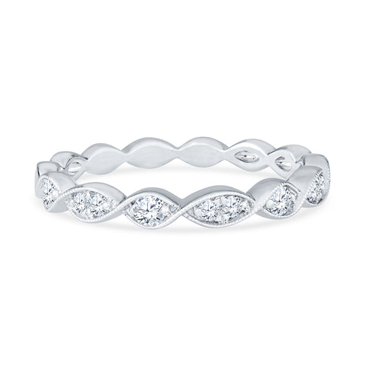 18K White Gold Infinity Swirl Diamond Anniversary Band