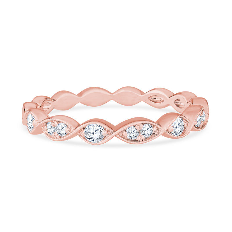 18K Rose Gold Infinity Swirl Wedding Diamond Band