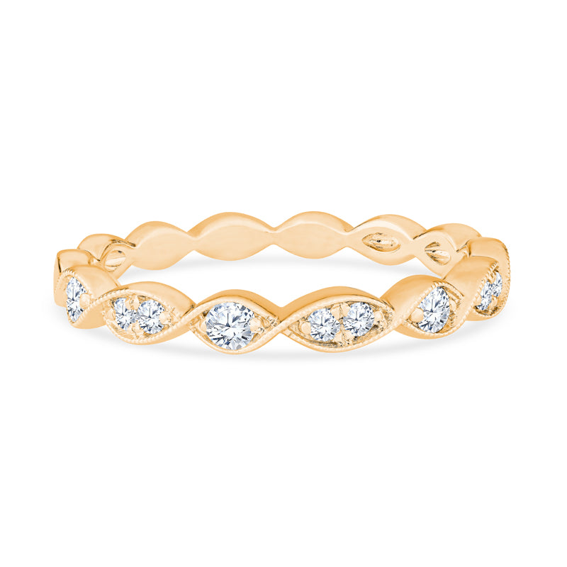 18K Yellow Gold Infinity Swirl Diamond Stackable Band