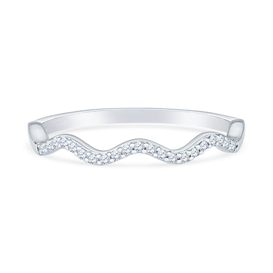 14K White Gold Vintage Wavy Diamond Anniversary Band