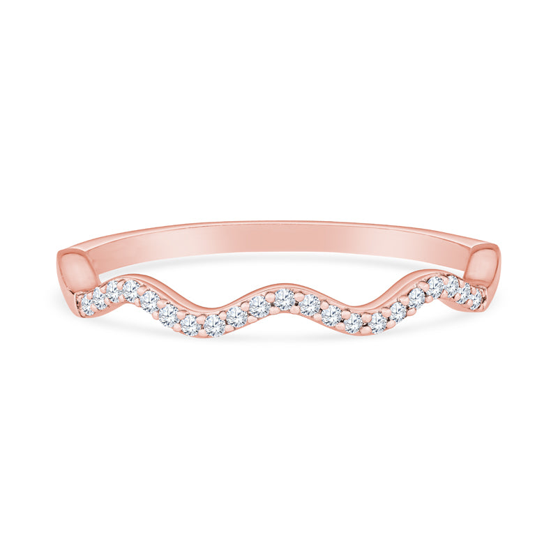 14K Rose Gold Vintage Wavy Diamond Wedding Band