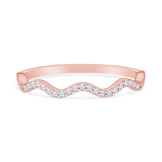 14K Rose Gold Vintage Wavy Diamond Wedding Band