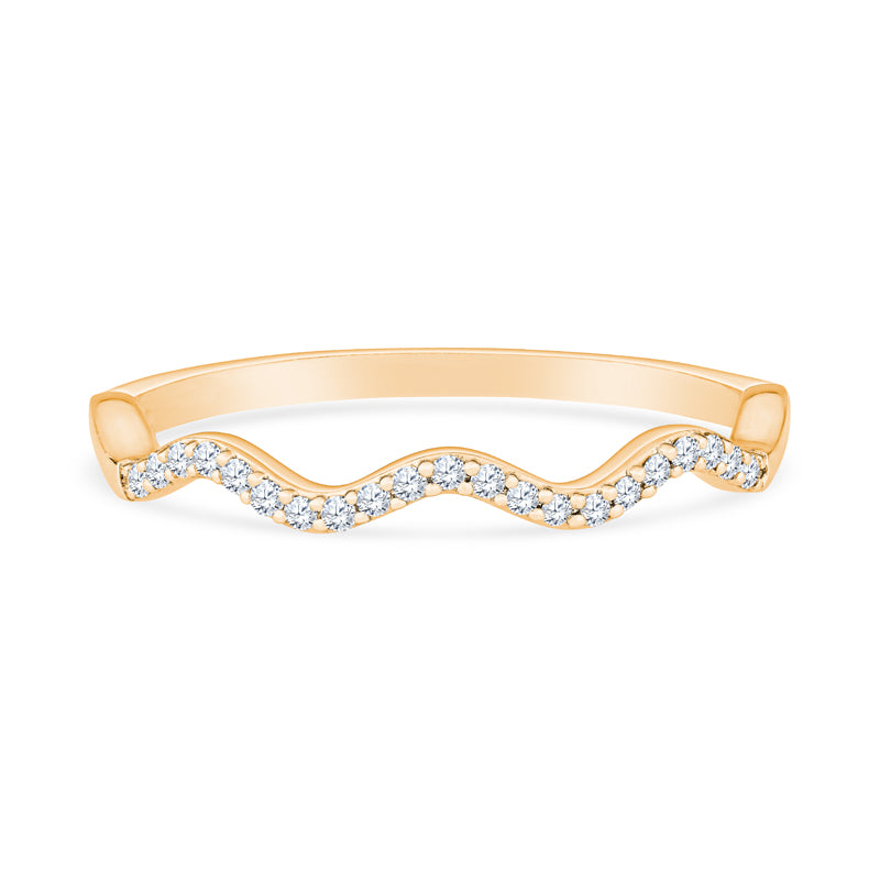 14K Yellow Gold Vintage Wavy Diamond Stackable Band